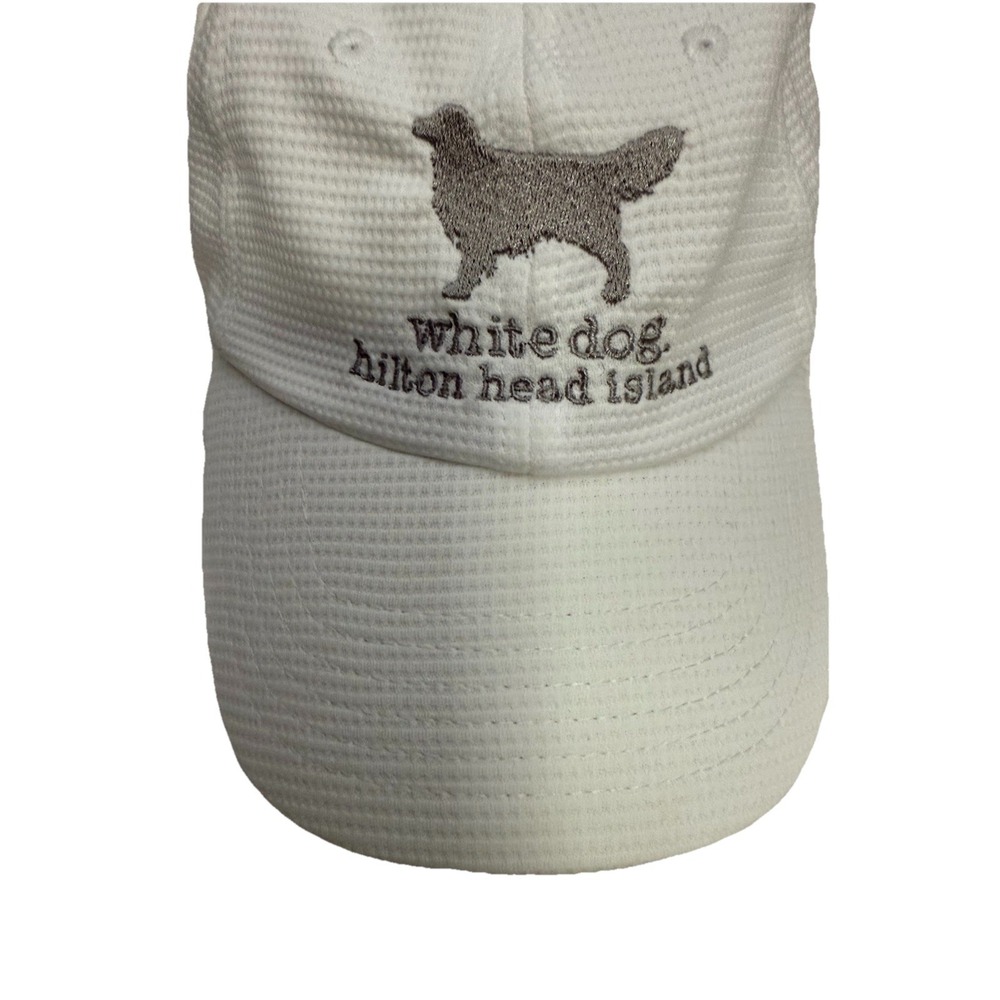 Hilton Head Island White Dog Baseball Cap WHITE OSFA Hook And Eye Adjustable